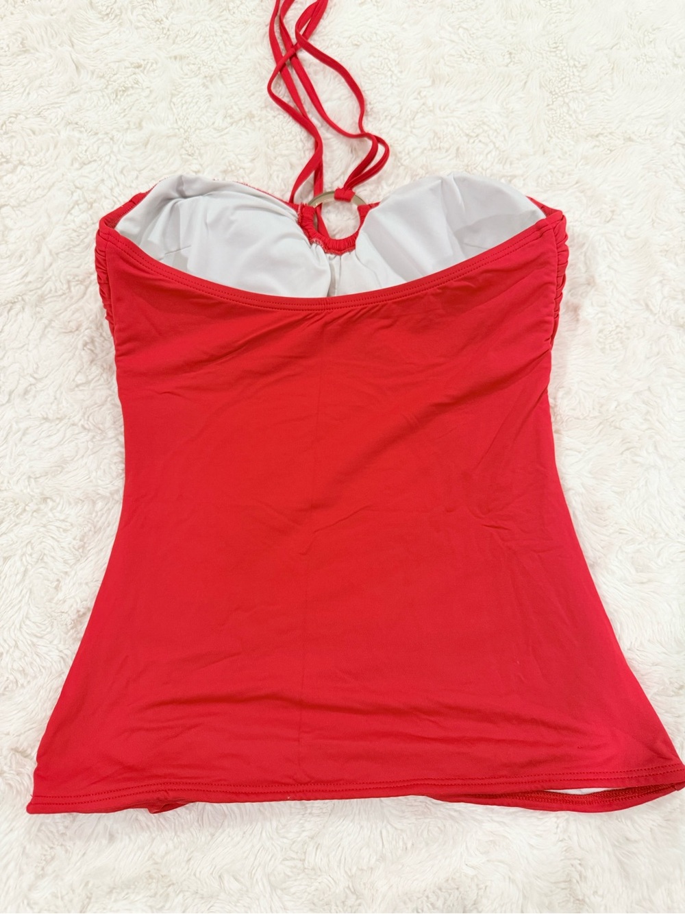 Michael Kors Red Bandeau Halter swimtop with Gold Accent - Picture 4 of 5